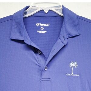 IBKUL Men's Polo Shirt Size Large South Padre‎ Island Logo Blue Nylon Blend